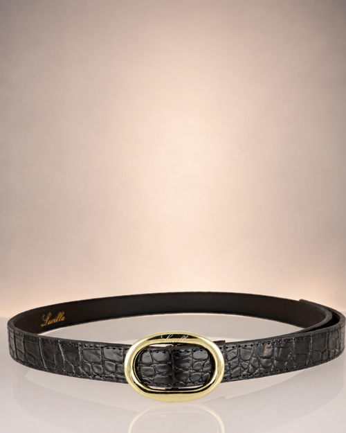Luci | Black Croc & Gold